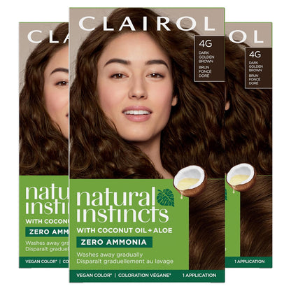 Clairol Natural Instincts Demi-Permanent Hair Dye, 4 Dark Brown | 1 Pack