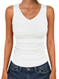 ANRABESS Tank Tops for Women V Neck Summer Sleeveless Ribbed Knit