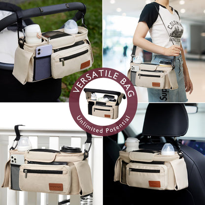 Momcozy Universal Stroller Organizer with Insulated Cup Holder