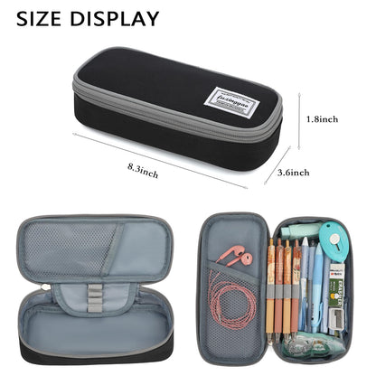 FUXINGYAO Pencil Case, Multi- Slot Pencil Pouch, Portable Pencil Bag, Pen Case for& Office(Black)