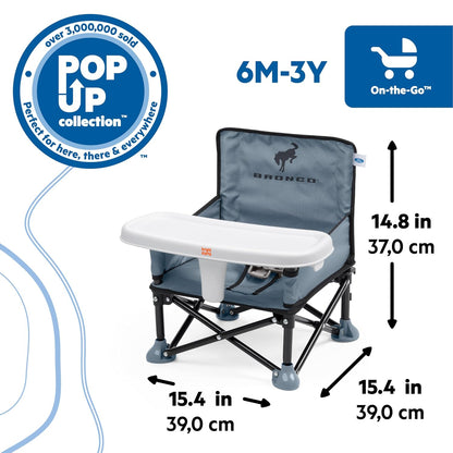 Bright Starts Pop 'N Sit Portable Booster, Indoor/Outdoor Use, Floor Seat with Feeding Tray, Teal, 6 Mos - 3 Yrs