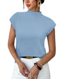 Sampeel Womens Short Sleeve Sweater Mock Neck Summer Top Dressy Casual Basic Knit Pullover Shirt