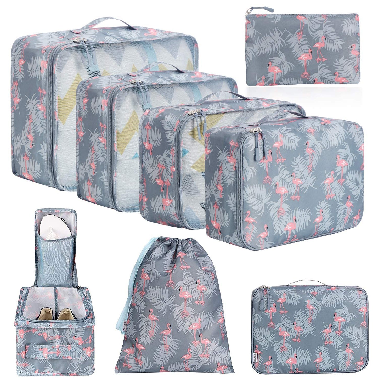 BAGAIL 8 Set Packing Cubes Luggage Packing Organizers for Travel Accessories-Cream
