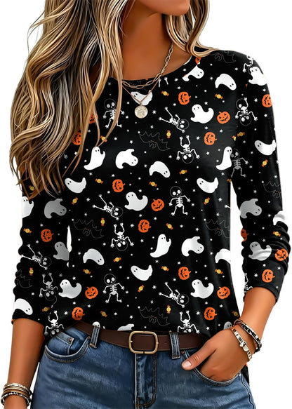 Zeagoo Women's Casual Shirts Long Sleeve Tops Crewneck Tshirts Fall Clothes
