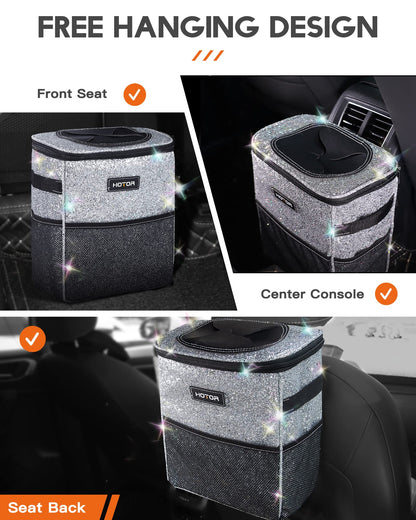 HOTOR Car Trash Can, Leakproof Car Organizer, 2-Gallon, Black