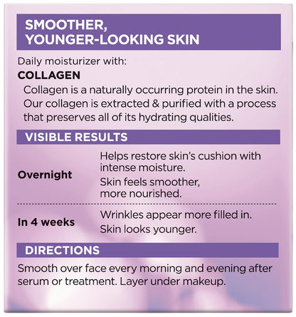 L’Oreal Paris Collagen Daily Face Moisturizer, Anti Aging Face Cream to Reduce Wrinkles and Provide Intense Hydration, 1.7 oz