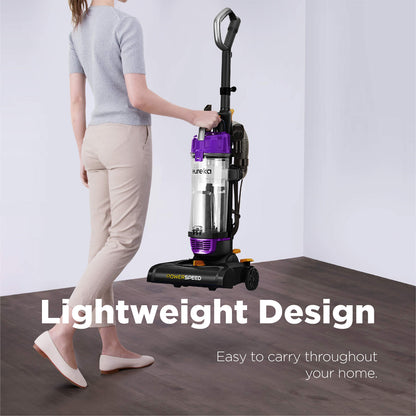 Eureka PowerSpeed Lightweight Upright Vacuum Cleaner for Carpet and Hard Floor, Powerful Bagless Upright Vacuum Cleaner for Home Pets, NEU181A, Blue