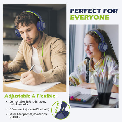AILIHEN C8 Kids Wired Headphones with Mic for School, 3.5mm Jack, BlackBlue