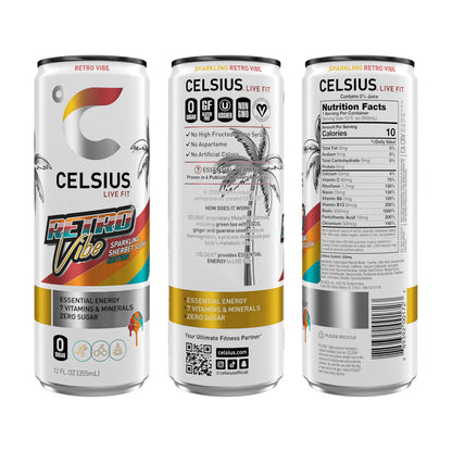 CELSIUS Sparkling Tropical Vibe, Functional Essential Energy Drink 12 Fl Oz (Pack of 12)