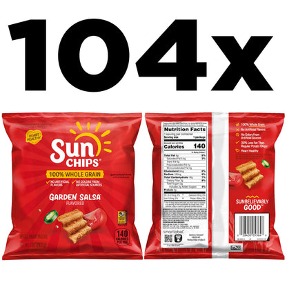 SunChips 100% Whole Grain Chips, Variety Pack, 1 oz Bags, Pack of 40, No Artificial Flavors, Colors