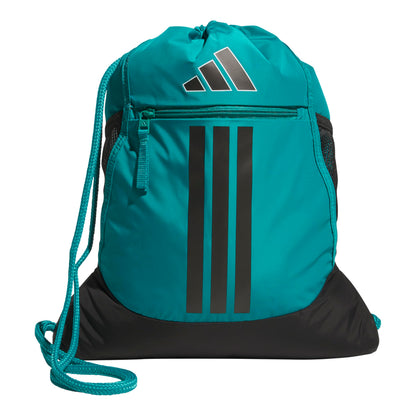 adidas Alliance Sackpack – Drawstring Backpack for Sports, Small Gym Bag, Preloved Teal Green/Black/3, OSFA