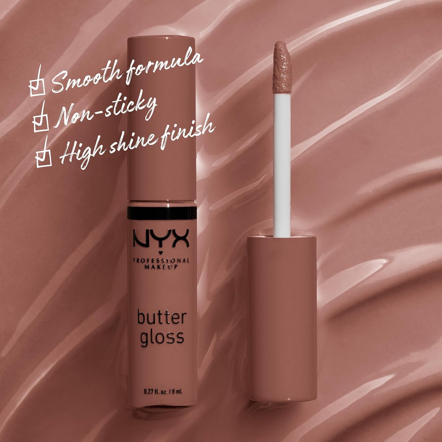 NYX PROFESSIONAL MAKEUP Butter Gloss, Non-Sticky Lip Gloss - Praline (Deep Nude)