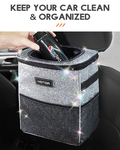 HOTOR Car Trash Can, Leakproof Car Organizer, 2-Gallon, Black