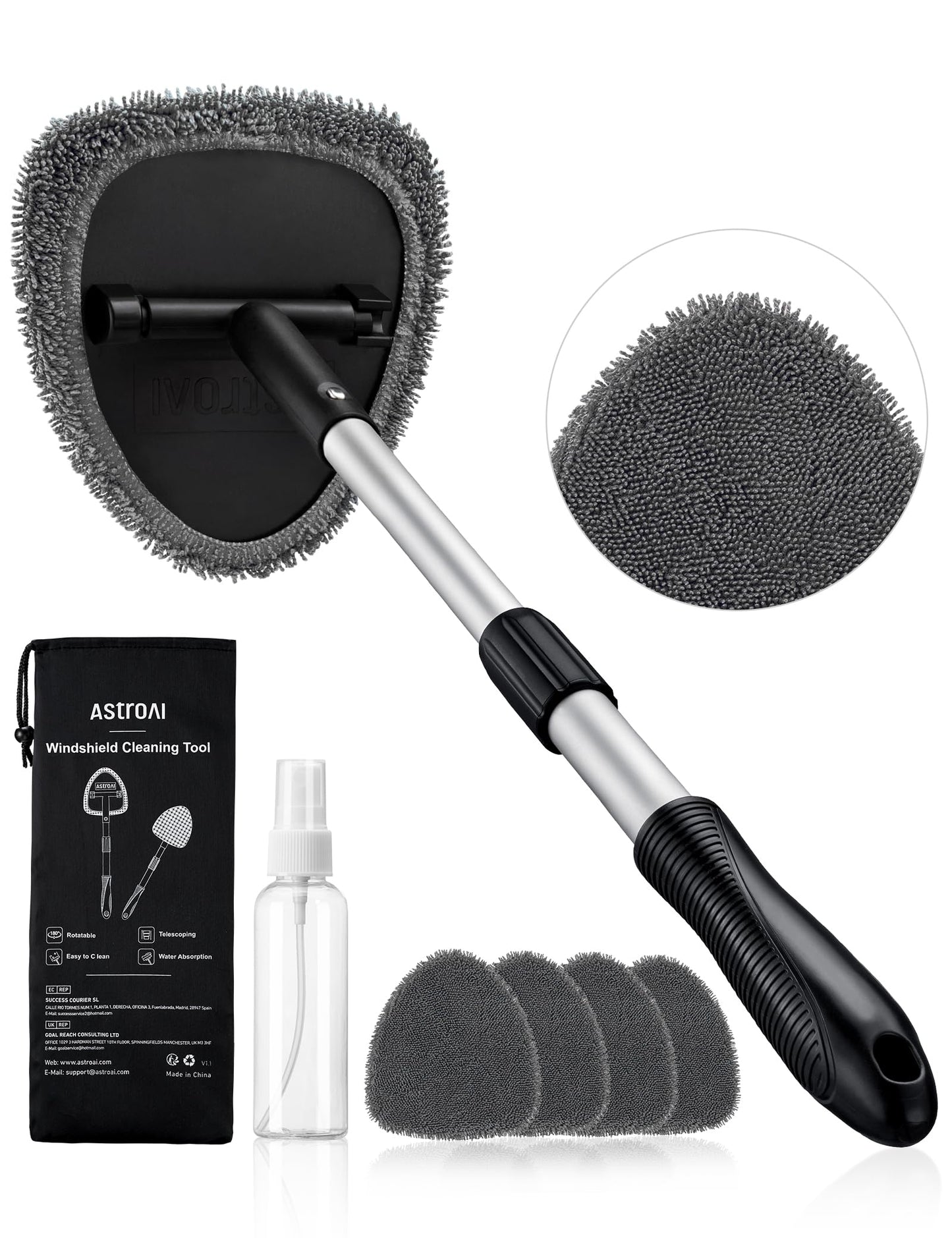 AstroAI 21" Extra-Long Windshield Cleaner Tool & Car Interior Detailing Kit