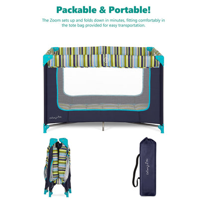 Dream On Me Zodiak Portable Playard, Compact for Travel, Carry Bag, Gray & Pink