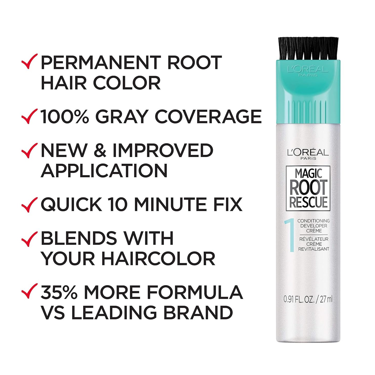L'Oreal Paris Magic Root Permanent Hair Color Kit, 100% Gray Hair Coverage In Just 10 Minutes, Precision Brush Applicator for Seamless Application, 4 Dark Brown (2 Count)