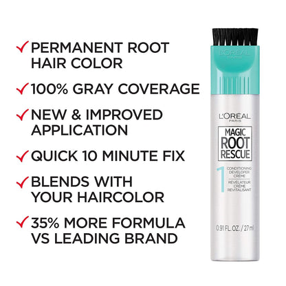 L'Oreal Paris Magic Root Permanent Hair Color Kit, 100% Gray Hair Coverage In Just 10 Minutes, Precision Brush Applicator for Seamless Application, 4 Dark Brown (2 Count)