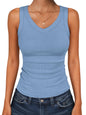 ANRABESS Tank Tops for Women V Neck Summer Sleeveless Ribbed Knit