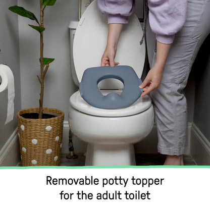 Ingenuity My Size Potty Pro 2-in-1 Potty Training Toilet, Floor Potty with Removable Potty Seat for Standard Toilets, Realistic Flushing Sound, for Toddlers Ages 18+ Months, Up to 50 lb
