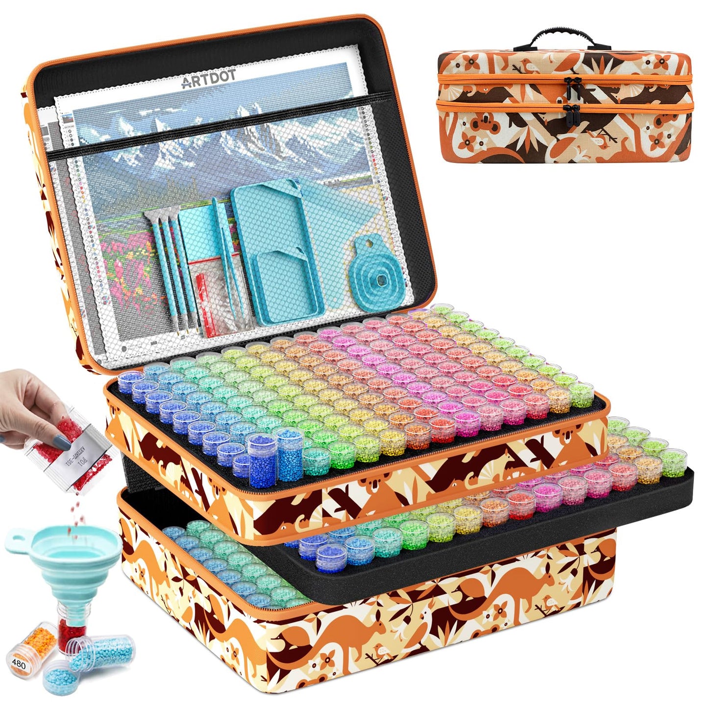ARTDOT 60 Slots Storage Container for Diamond Art Kits for Adults, Portable Bead Storage Boxes for Diamond Painting Accessories and Tools