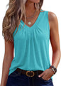 Zeagoo Womens Tank Tops Summer Sleeveless Tops V Neck Pleated Shirts