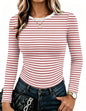 Zeagoo Women Long Sleeve Shirts Slim Fit Going Out Tops Crewneck Basic Tee