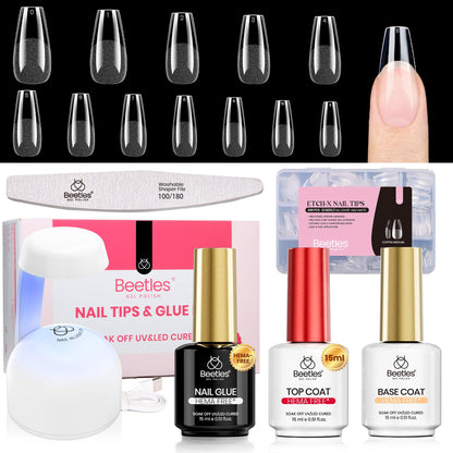 Beetles Soft Gel Nail Tips Short Almond 288pcs in 12 Sizes Etch-X