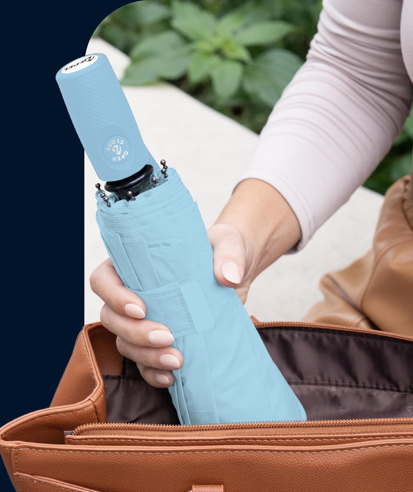 Windproof Travel Umbrella - Compact & Withstands Winds up to 100MPH, Strongest Premium Auto Folding Umbrella for Rain and Sun - Durable, Light & Portable for Women & Men, Fits Backpack & Cars