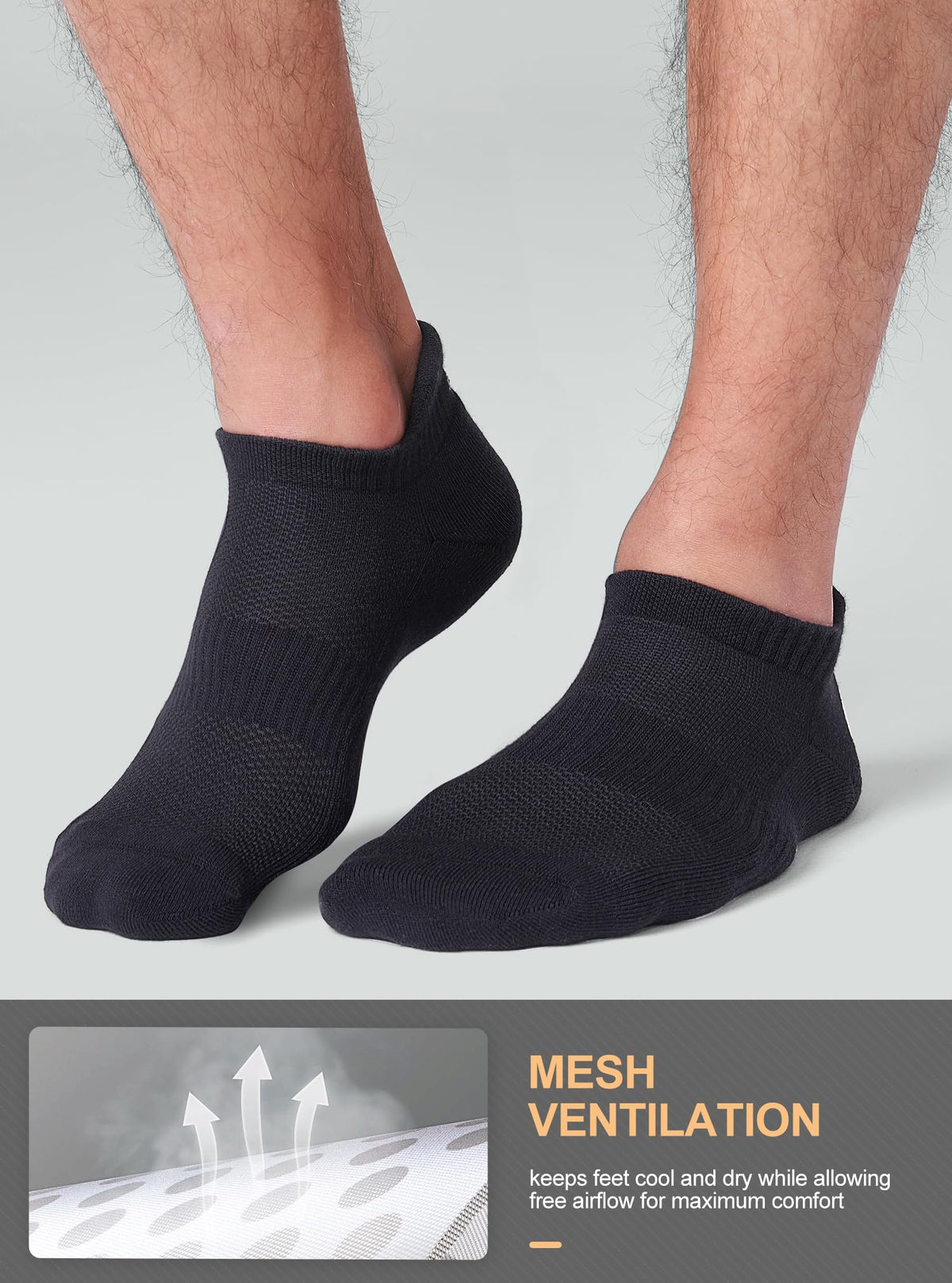 CS CELERSPORT 6 Pairs Ankle Athletic Running Socks Low Cut Sports Tab Socks for Men and Women