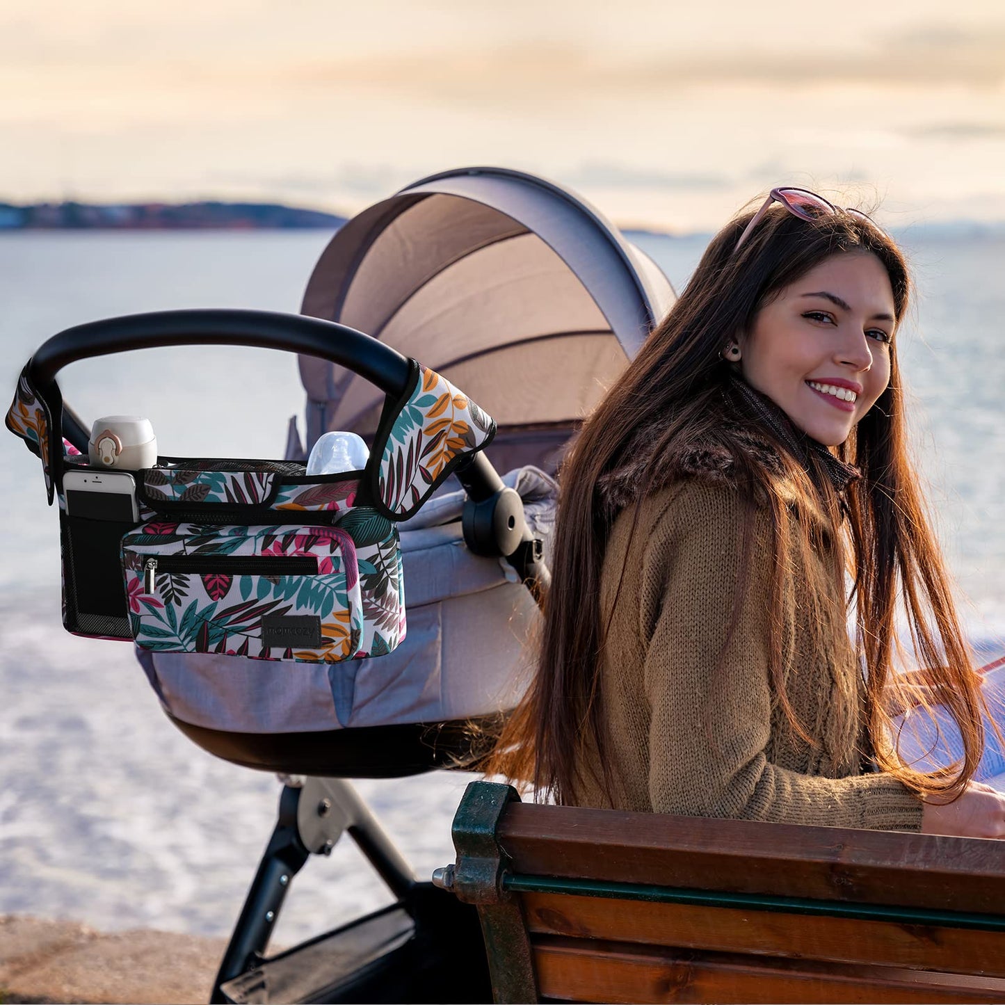 Momcozy Universal Stroller Organizer with Insulated Cup Holder
