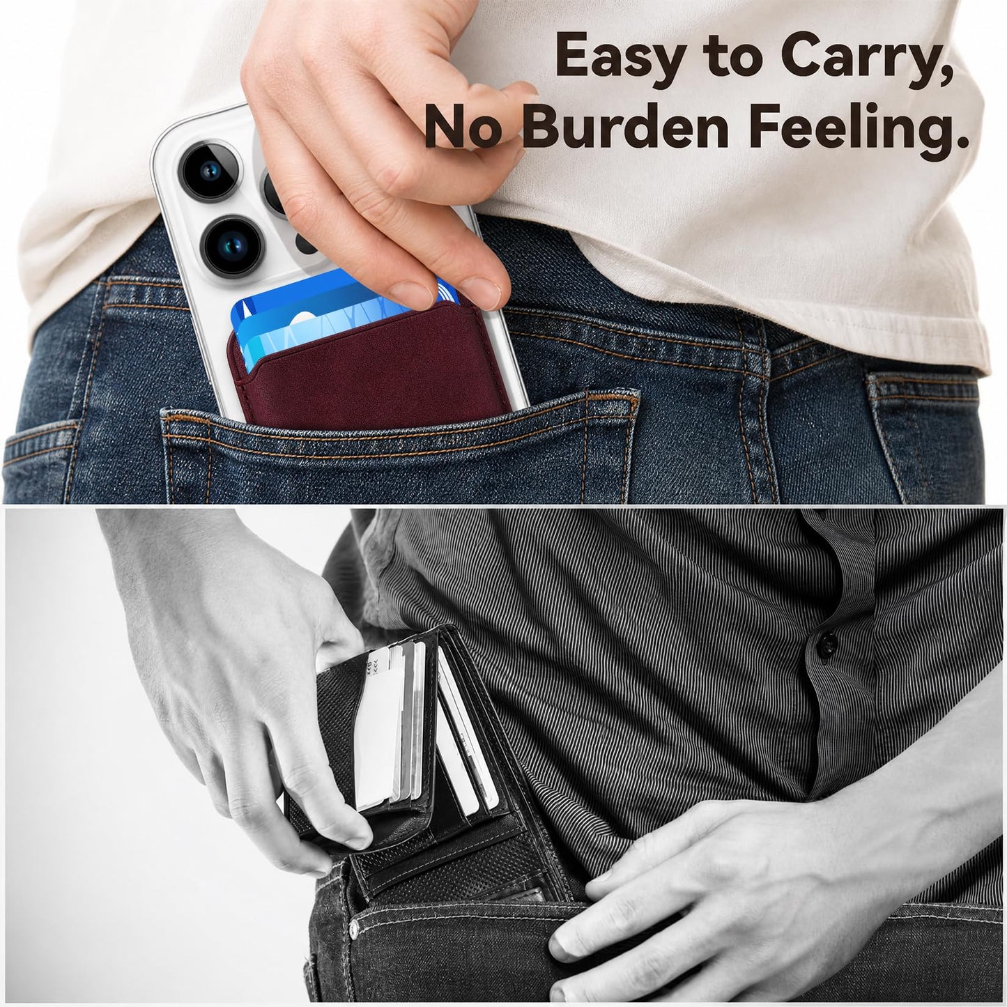 Magnetic Wallet Cell Phone Card Holder for Phone Case with Mag-Safe