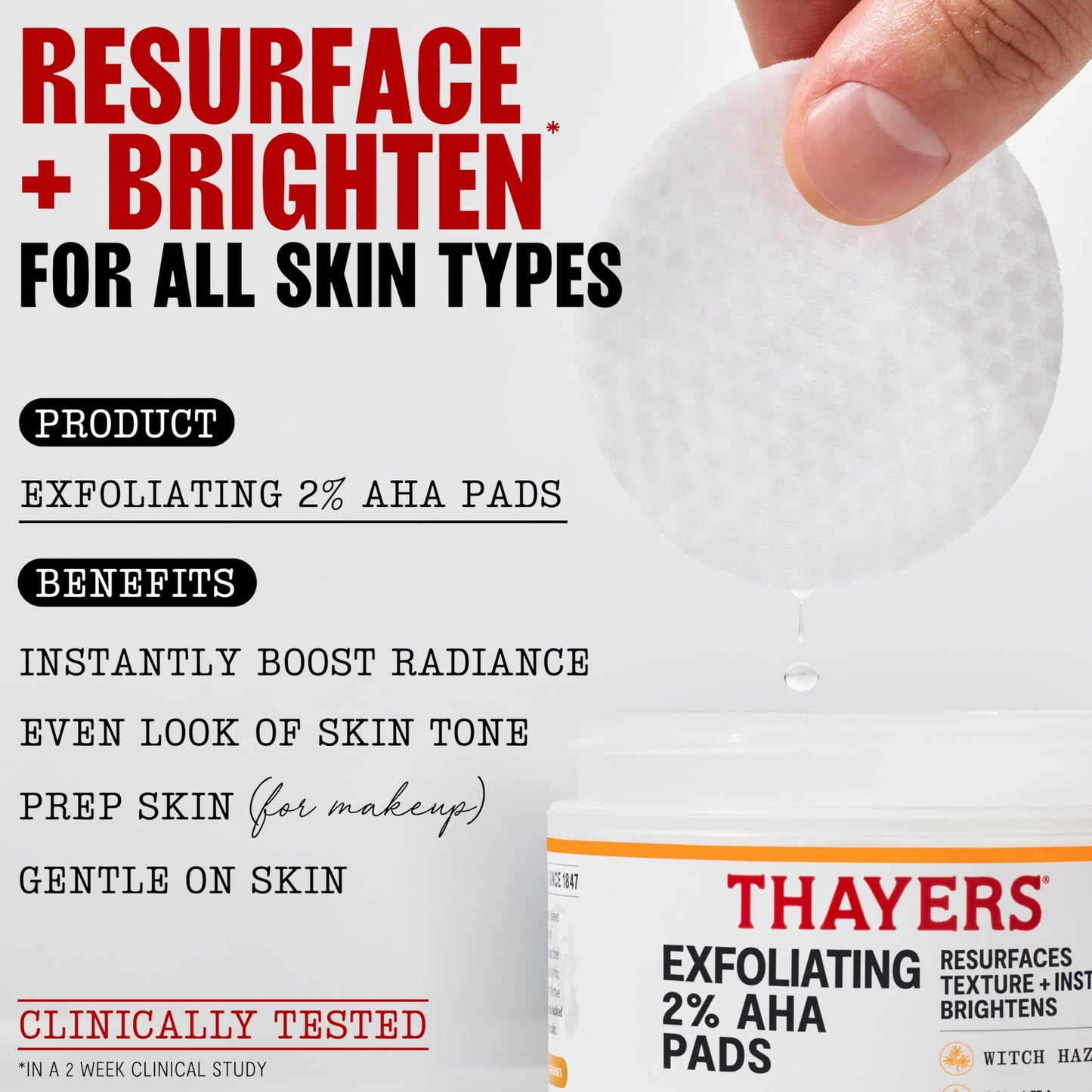 Thayers Blemish Clearing Acne Pads, Salicylic Acid Acne Treatment for Face, Pore Reducing, Exfoliating, and Soothing Skincare, Witch Hazel Toner Pads, 60 Ct
