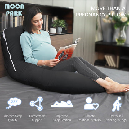 MOON PARK Pregnancy Pillows for Sleeping - U Shaped Full Body Maternity Pillow with Removable Cover - Support for Back, Legs, Belly, HIPS - 65 Inch - Aquamarine