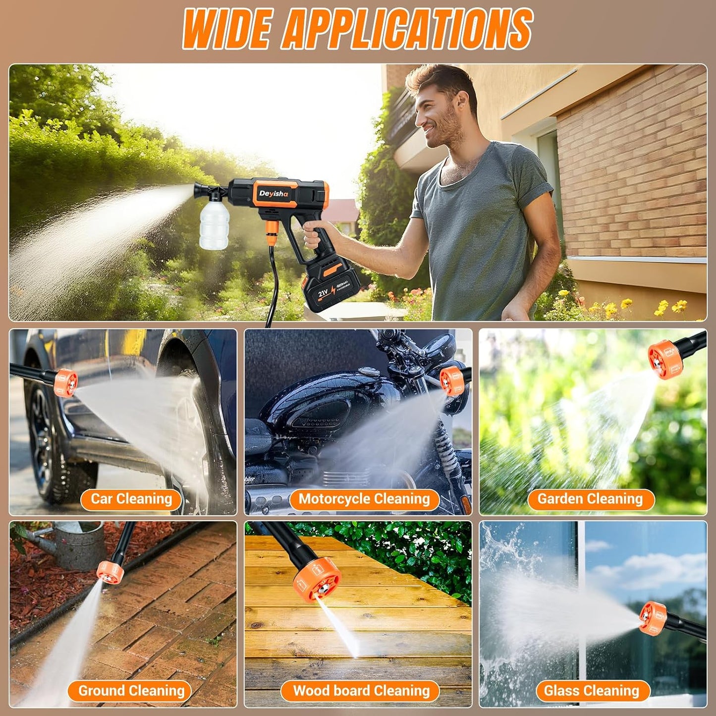 1850 PSI Upgraded Cordless Washer with Brushless Motor