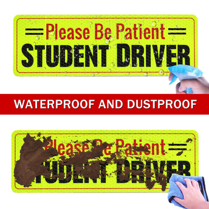 SINGARO Student Driver Magnet for Car - Please Be Patient, 3Pcs Magnetic Reflective Novice Sticker, New Driver Decal, Removable Exterior Car Accessories