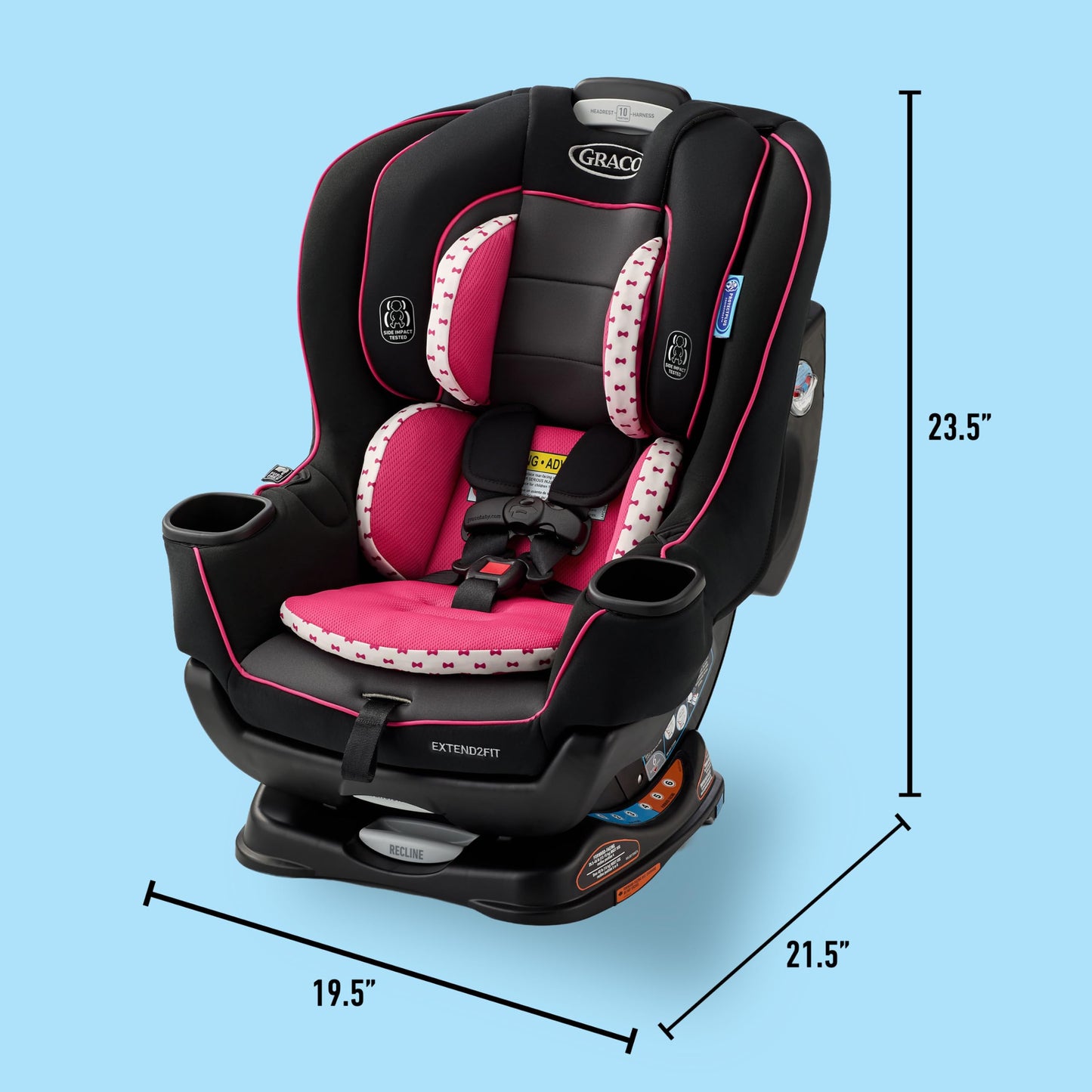 Graco Extend2Fit Convertible Car Seat, Rear and Forward Facing Car Seat with Adjustable Extension Panel for Extra Legroom, Great Gift for Baby Shower or Baby Registry, Redmond