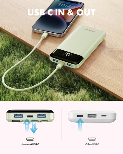 charmast Power Bank Portable Charger with Reinforced Built-in 4 Cables