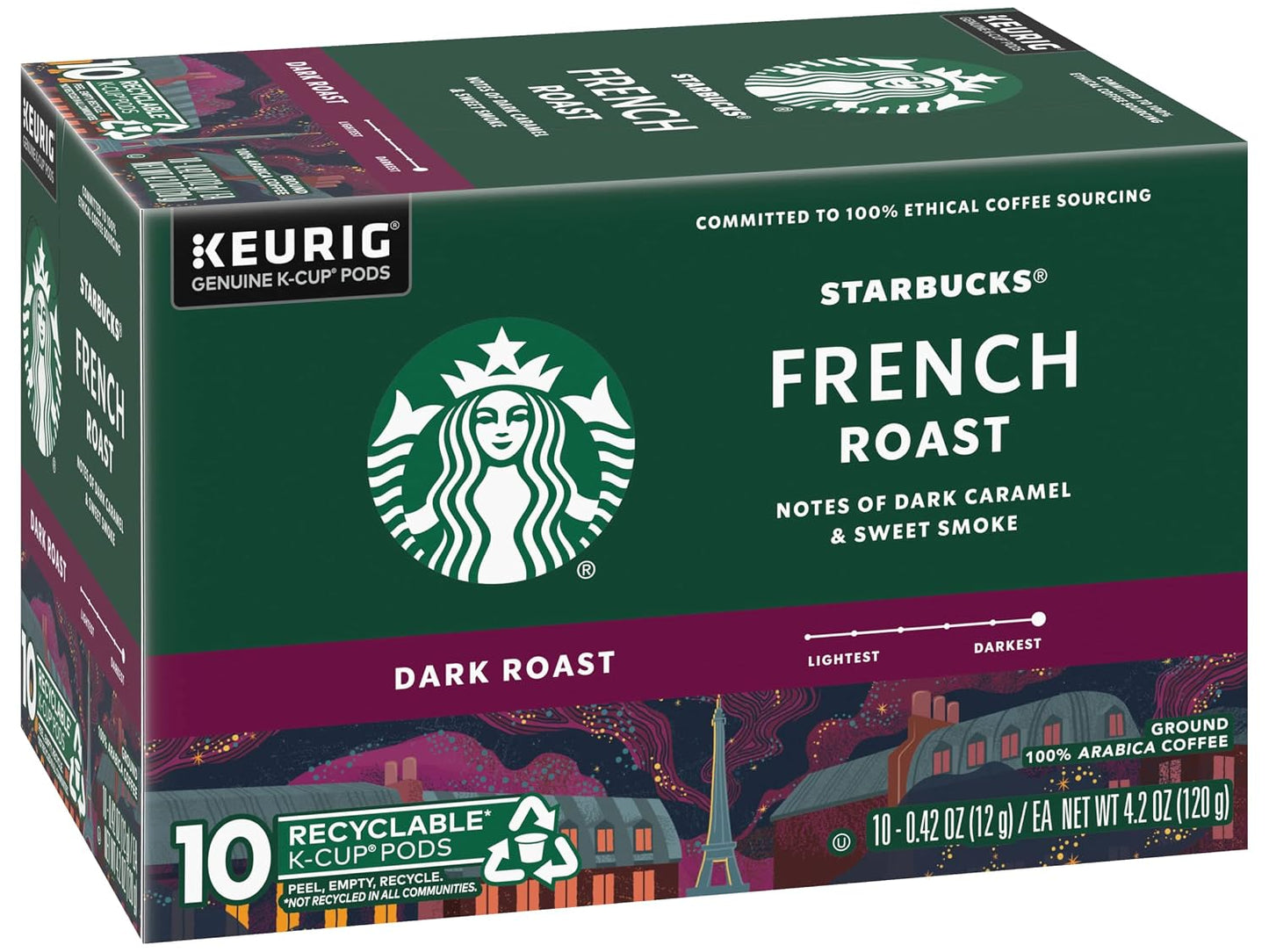 Starbucks K-Cup Coffee Pods, Dark Roast Hot or Iced Coffee, French Roast, 96 Keurig Pods