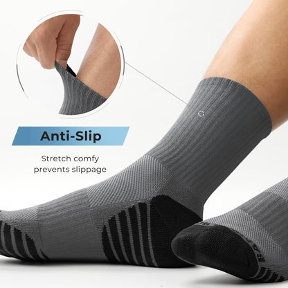 BAMBOO COOL Men's Crew Socks Athletic Cushioned Moisture Wicking 6 Pairs
