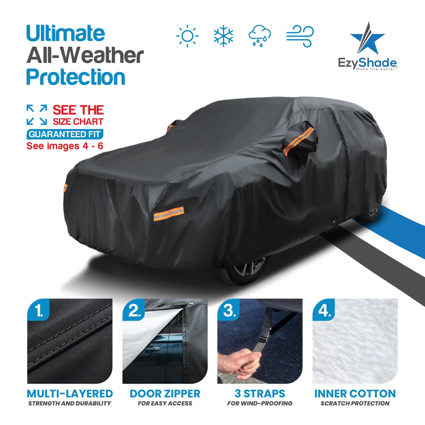EzyShade Car Cover Waterproof All Weather. See Vehicle Size-Chart. Size A3