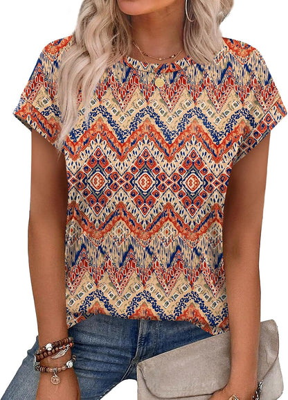 Alaroo Womens Summer Tops Short Sleeve Shirts Crew Neck Tshirt Cute Trendy Tunic Blouses (S-3XL)