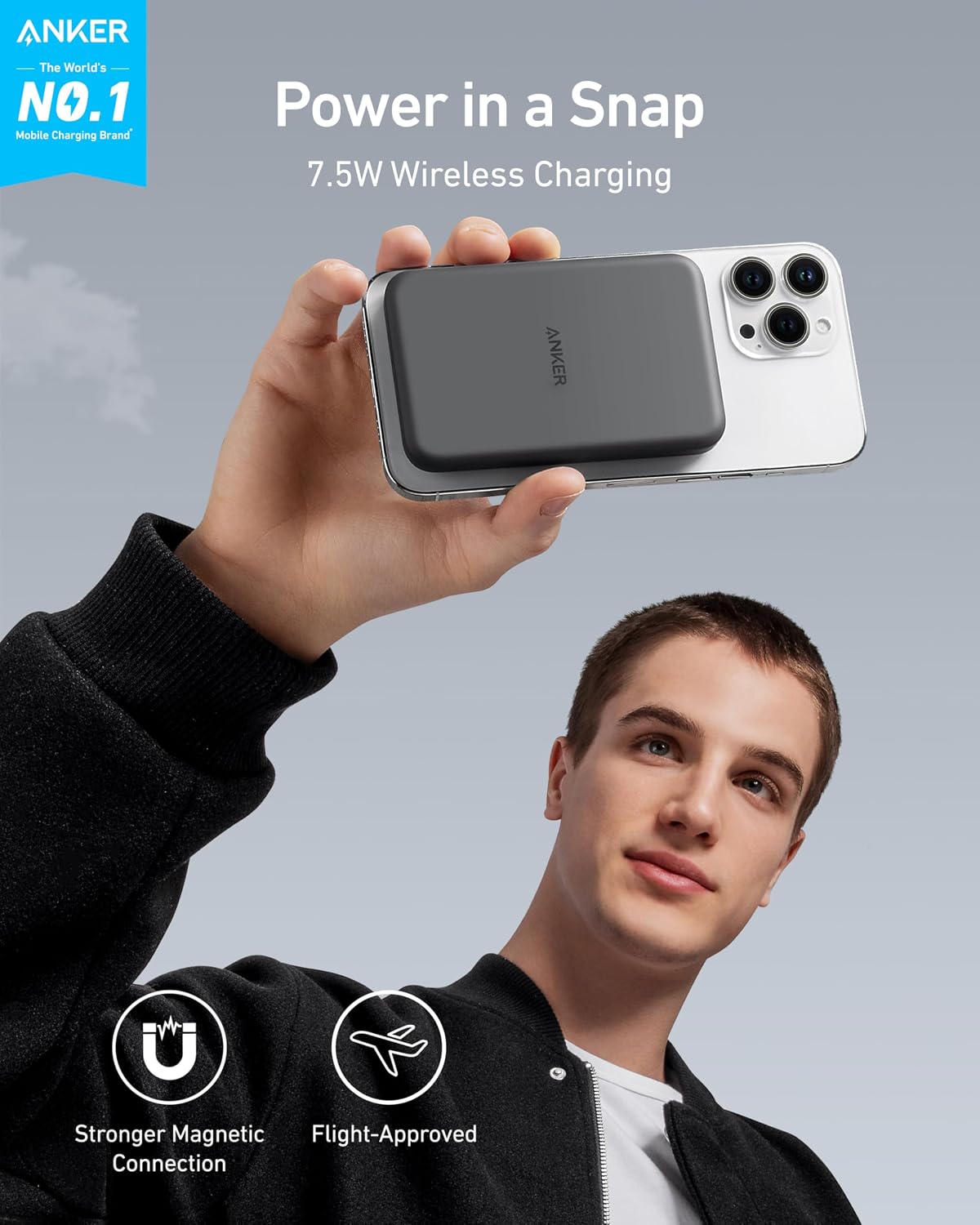 Anker 621 MagGo Power Bank, 5,000mAh Magnetic Portable Charger