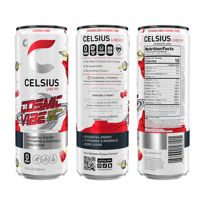 CELSIUS Sparkling Tropical Vibe, Functional Essential Energy Drink 12 Fl Oz (Pack of 12)
