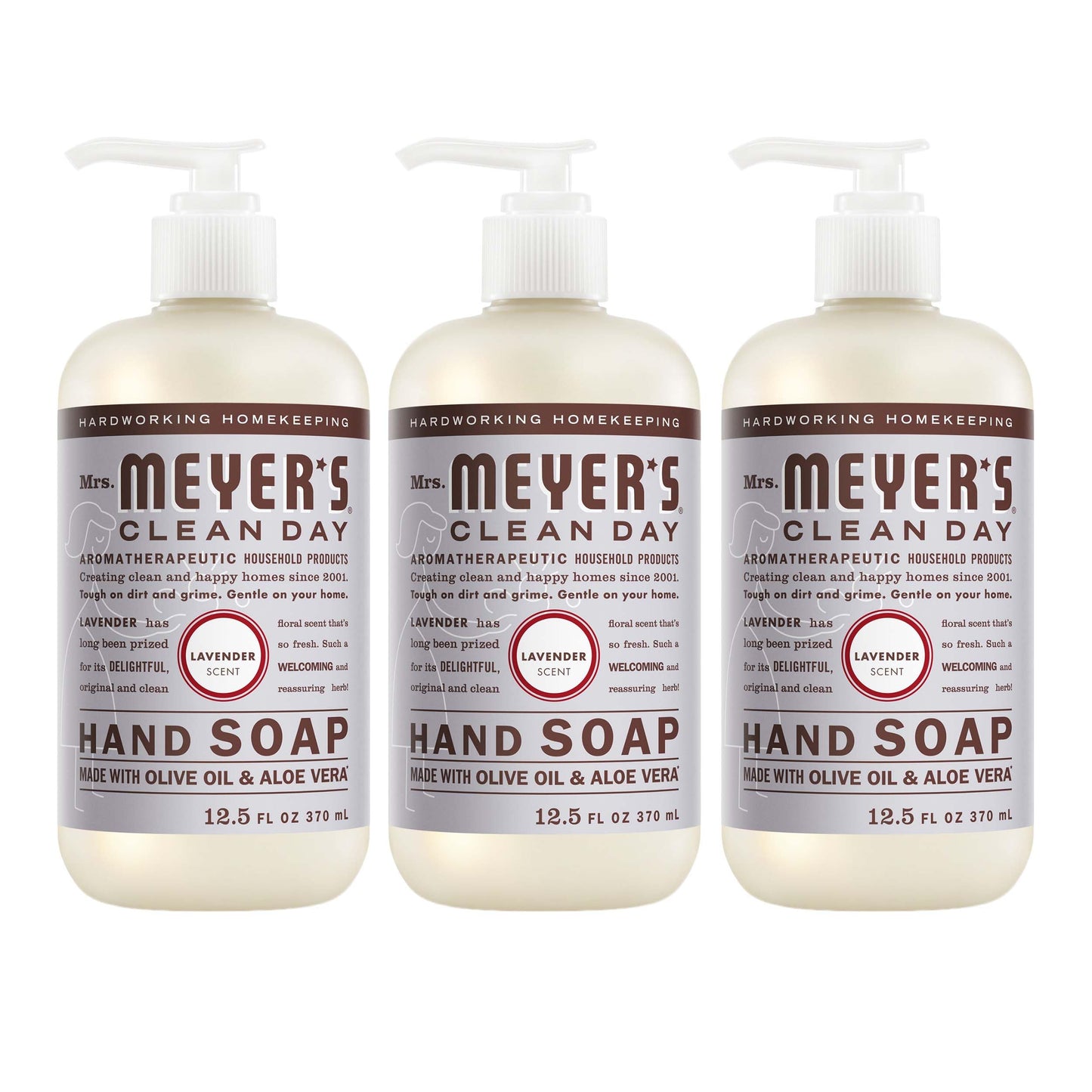 MRS. MEYER'S CLEAN DAY Hand Soap, Basil Scent, 12.5 Fl Oz Bottle - 3 Pack