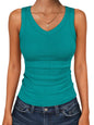 ANRABESS Tank Tops for Women V Neck Summer Sleeveless Ribbed Knit