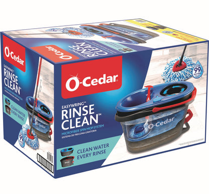 O-Cedar RinseClean Spin Mop & Bucket System + 2 Extra Mop Heads| Clean with Clean Water | Removes 99% of Bacteria