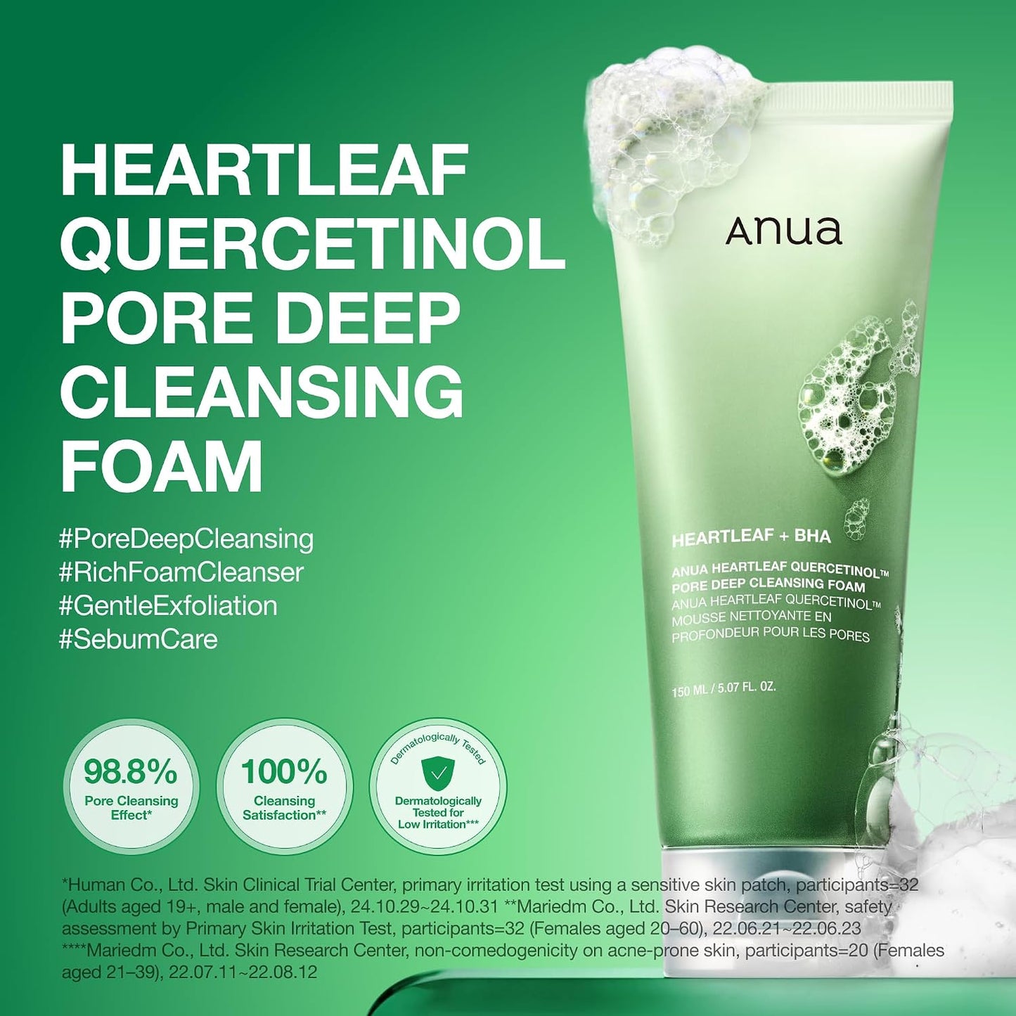 Anua Heartleaf Quercetinol Pore Deep Cleansing Foam, 5.07 fl.oz