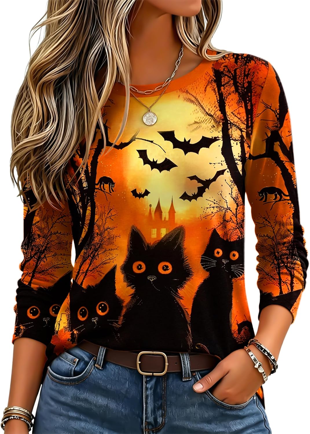Zeagoo Women's Casual Shirts Long Sleeve Tops Crewneck Tshirts Fall Clothes