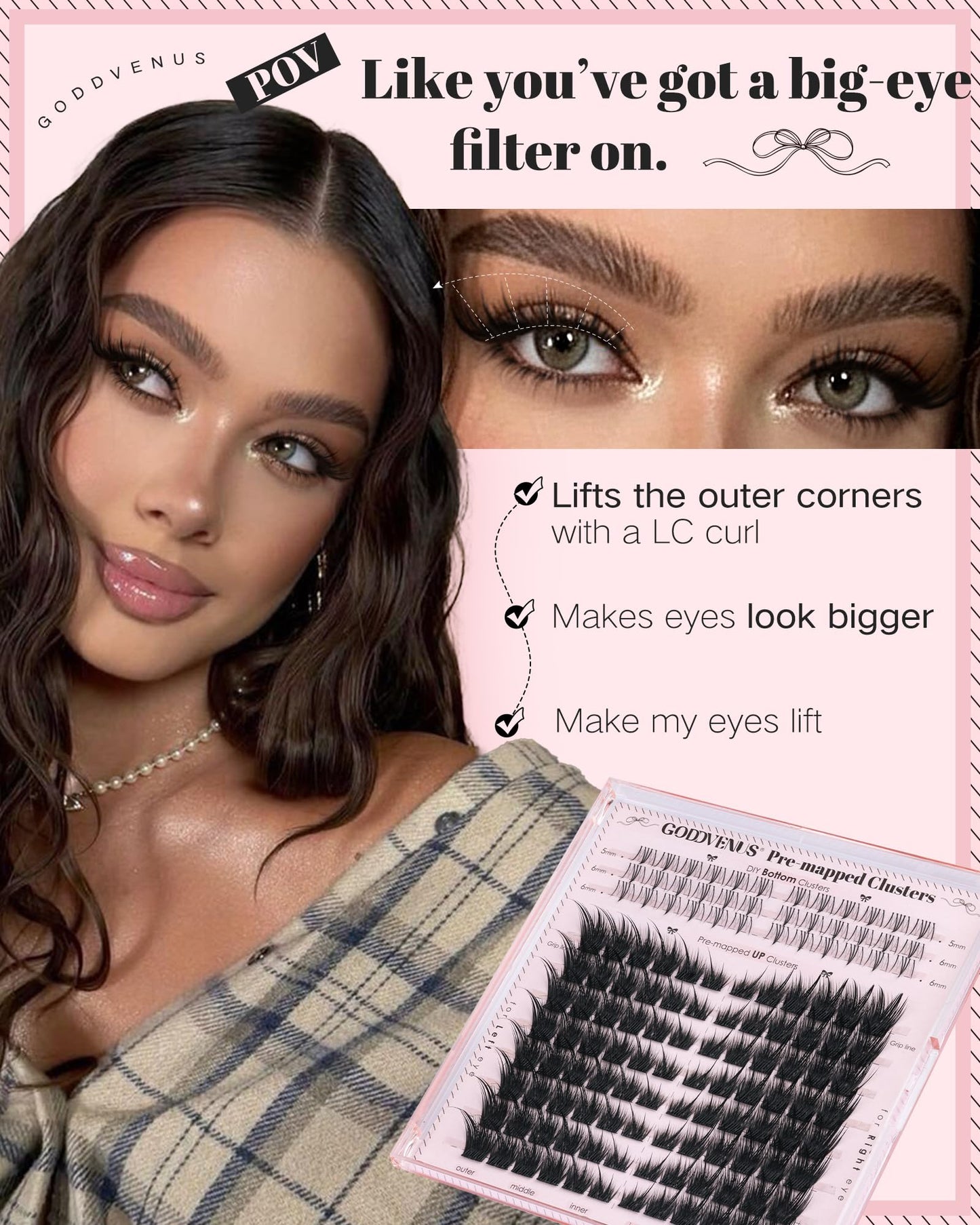 Goddvenus Pre-made Spikes Lash Clusters Wispy Manga Eyelash Clusters