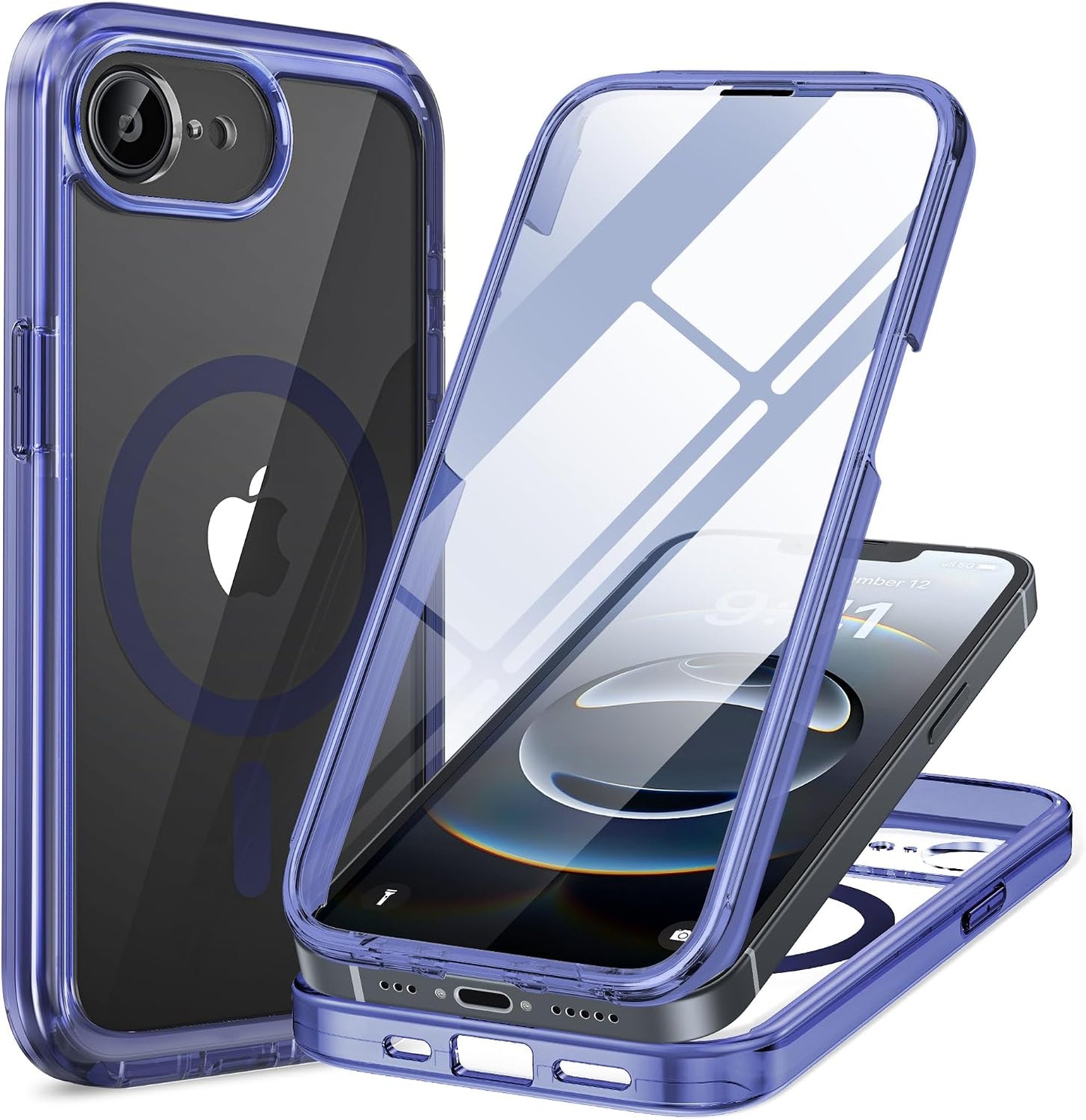 miracase for iPhone 17e Case & iPhone 16e Case, Full-Body Phone with Built-in Glass Screen Protector, [Magnetic with MagSafe] Military Drop Proof 17 E/ 16 E Cover Bumper 6.1 inch, Black